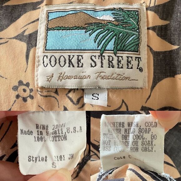 Cooke Street Vintage Black Hawaiian Pineapple Reverse Print Polo Shirt Small - Picture 4 of 5
